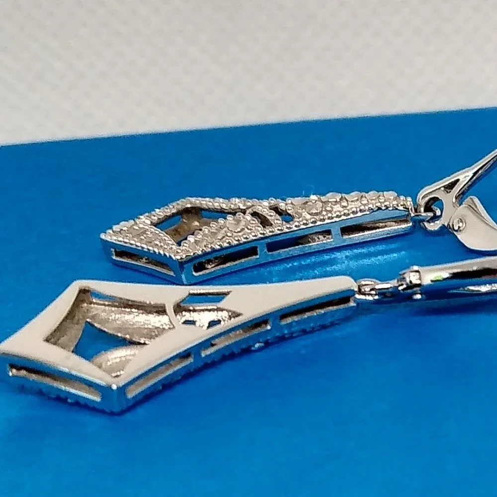 Solid 14k  white gold earrings - Picture 5 of 10